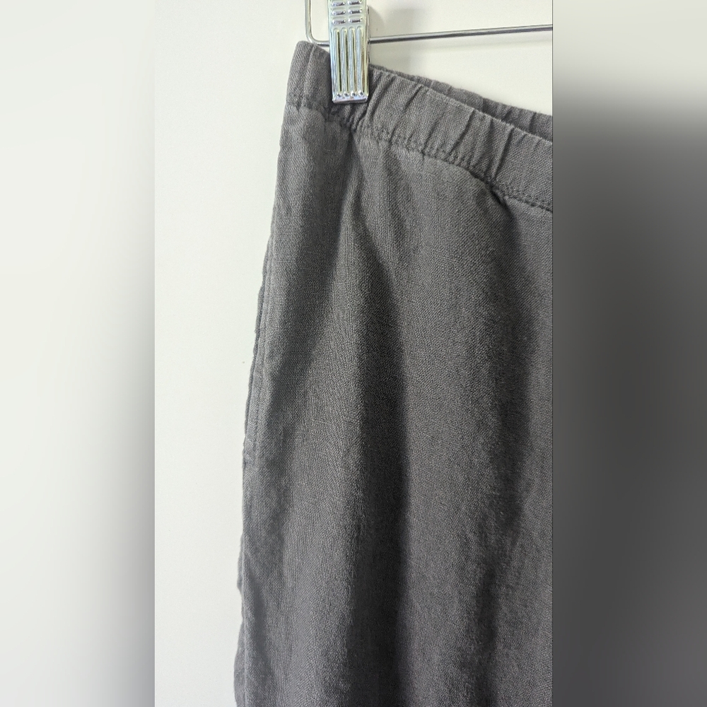 J. Jill 100% Linen Tall Wide Leg Pants Charcoal Gray Pockets Size Small - Picture 3 of 11